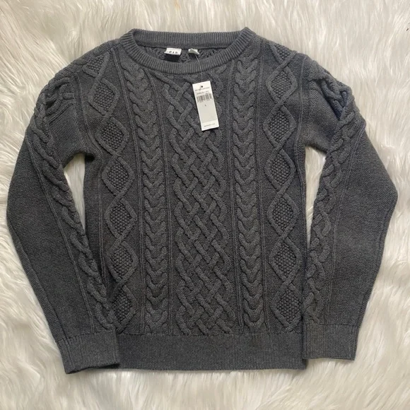 Gap Gray Cable Knit Sweater, NWT, Large - Picture 2 of 6